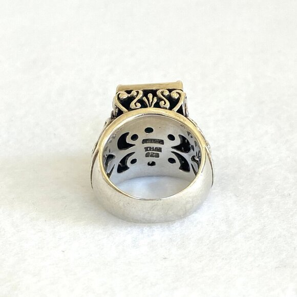 BARSE Sterling Silver 925 Heavy Chunky Scrollwork Turquoise Cabochon Ring Sz 8.5 - Picture 6 of 16